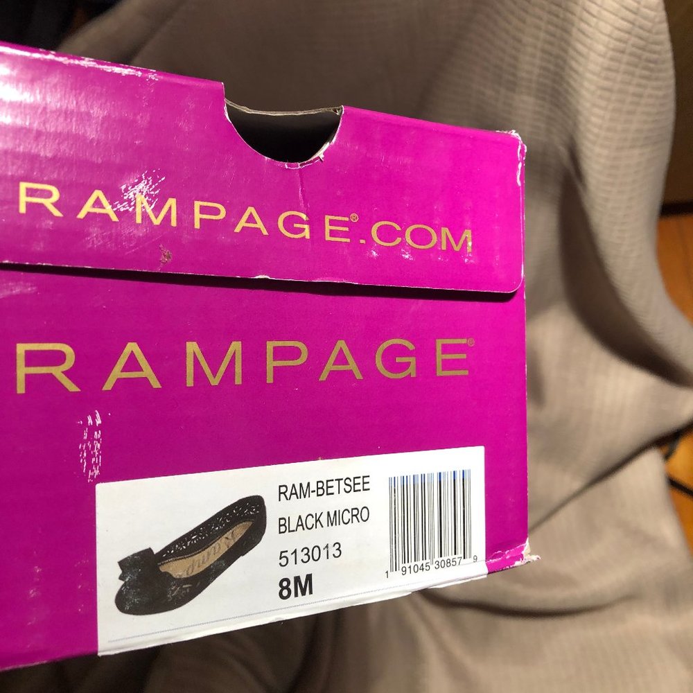 Rampage black flat shoes with bow, fabric, 8M